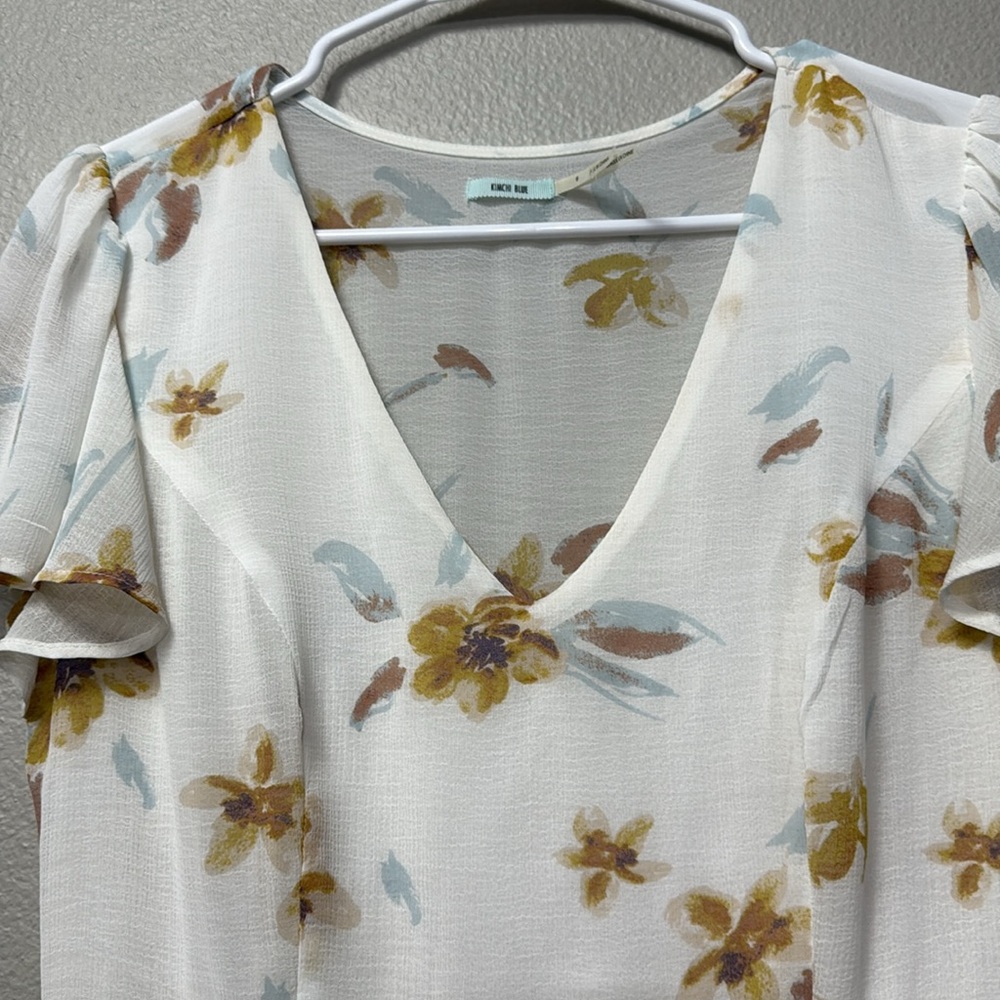 Urban Outfitters Kimchi Blue Sarah Flutter-Sleeve Chiffon Mini Dress - Picture 6 of 14